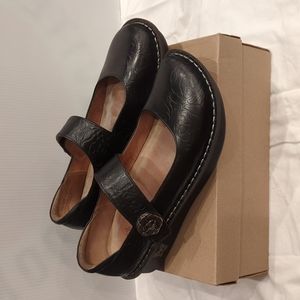 Alegria Paloma Black Embossed Leather Mary Jane Flat